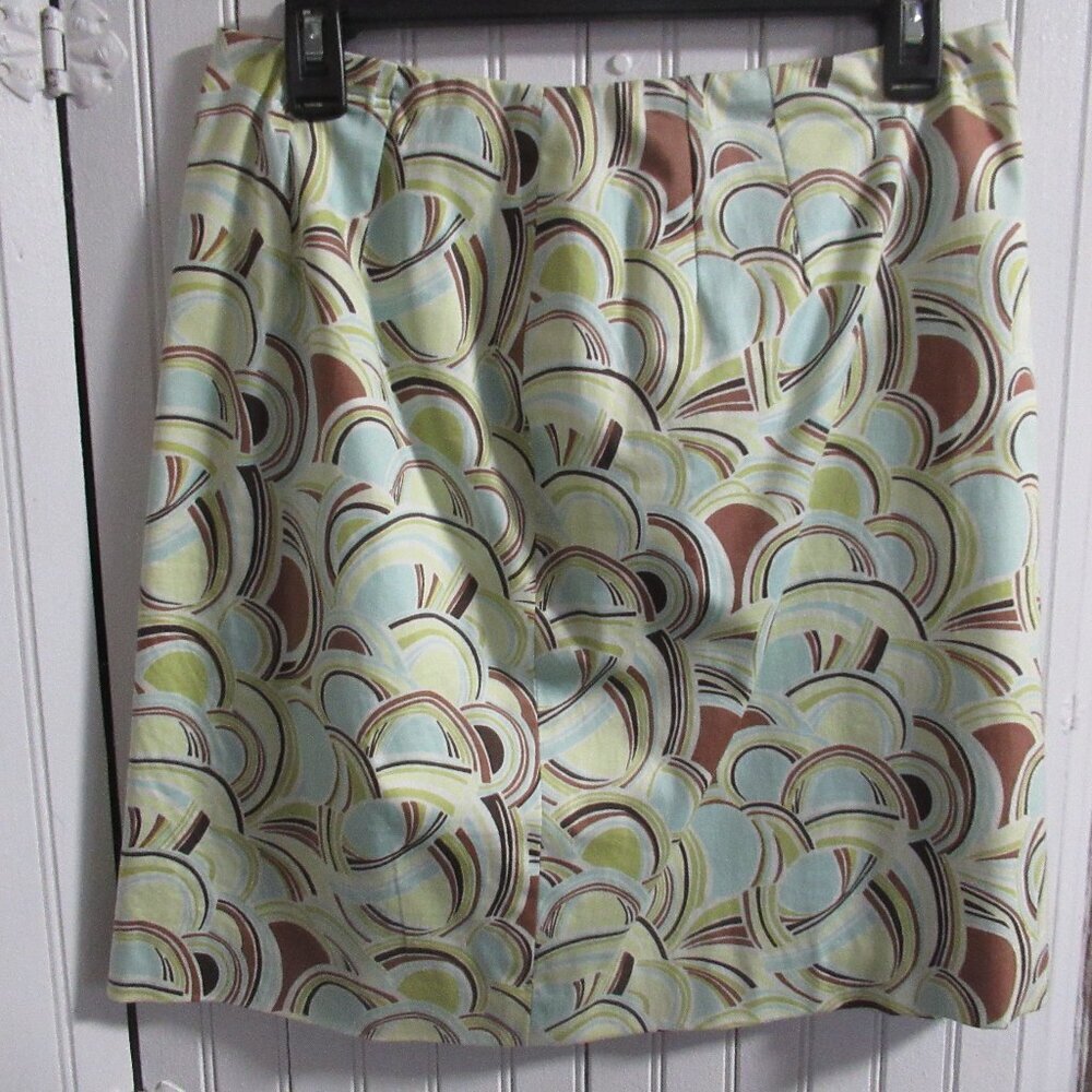 TALBOTS Petites Circle Print Cotton Stretch Skirt size 8